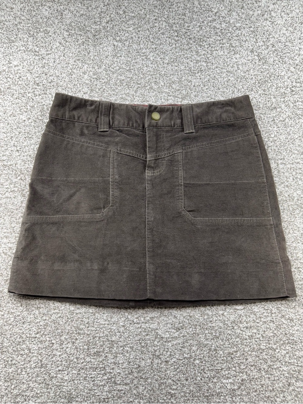 Women's Athleta Washed Velvet Brown Above The Knee Pencil Skirt Pockets Size 4